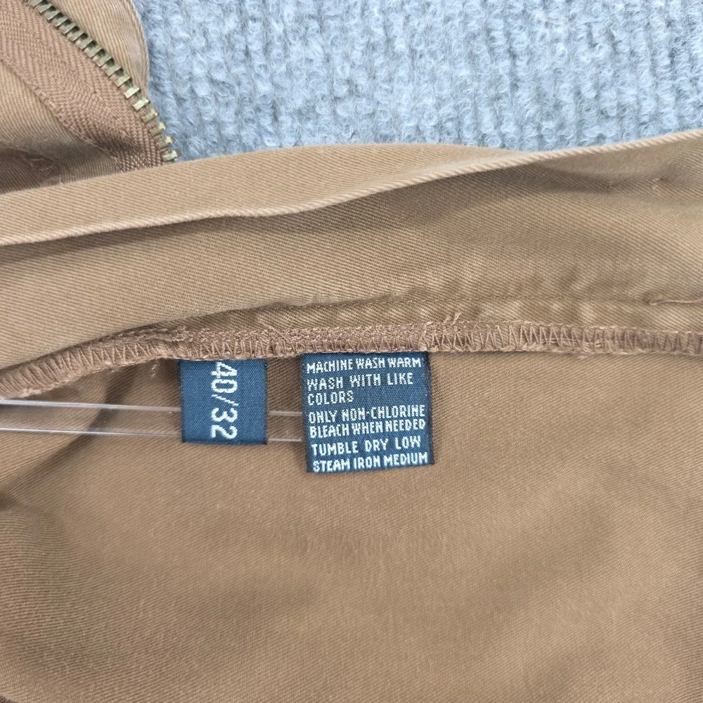 Polo Ralph Lauren Hammond Pant Mens 40x32 Brown Pleated Cuffed Cotton Chinos